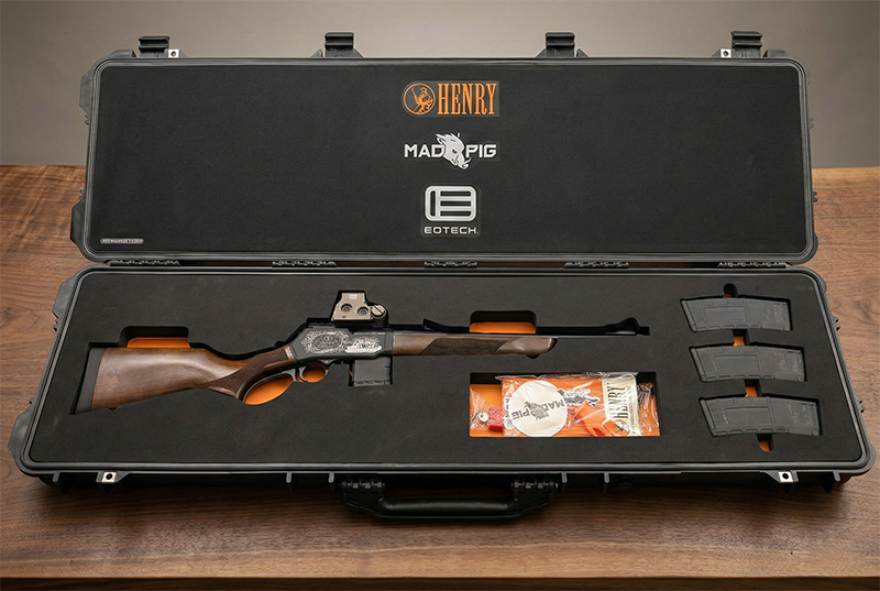 Custom foam insert for Henry rifle with accessories in hard case